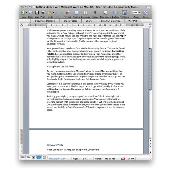 delete a page in word 2008 for mac